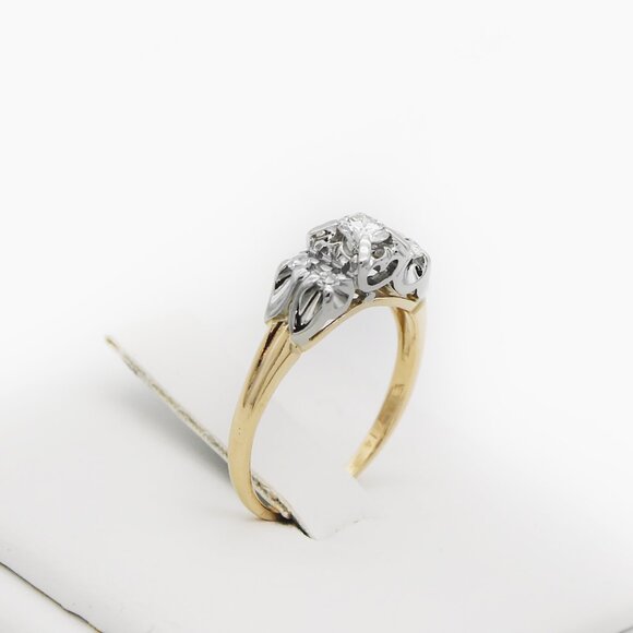 Vintage 14K Gold 2 Tone Diamond .30ctw Ring - Picture 1 of 4